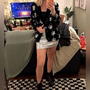 Silver Sequin Mini Skirt